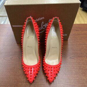 Christian Louboutin Pigalle Spikes 120 Patent FLUO Rose Paris Heels